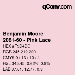 Color code: Benjamin Moore - 2081-60 - Pink Lace | qconv.com