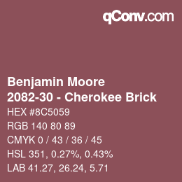 Color code: Benjamin Moore - 2082-30 - Cherokee Brick | qconv.com