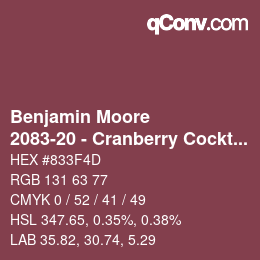 Code couleur: Benjamin Moore - 2083-20 - Cranberry Cocktail | qconv.com