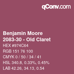 Color code: Benjamin Moore - 2083-30 - Old Claret | qconv.com
