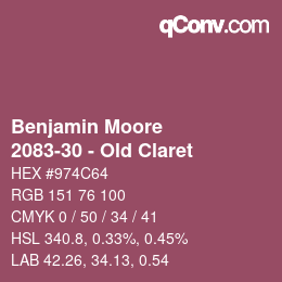 Color code: Benjamin Moore - 2083-30 - Old Claret | qconv.com