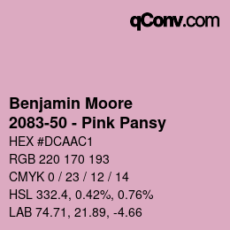 カラーコード: Benjamin Moore - 2083-50 - Pink Pansy | qconv.com