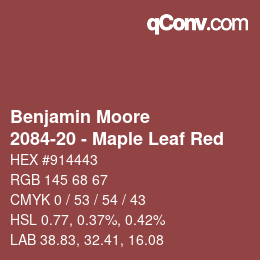 Código de color: Benjamin Moore - 2084-20 - Maple Leaf Red | qconv.com