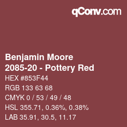 Color code: Benjamin Moore - 2085-20 - Pottery Red | qconv.com