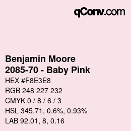 カラーコード: Benjamin Moore - 2085-70 - Baby Pink | qconv.com