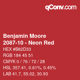 Color code: Benjamin Moore - 2087-10 - Neon Red | qconv.com