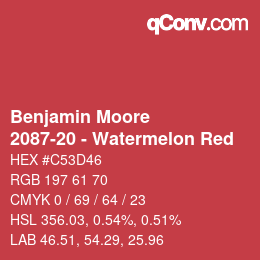 Code couleur: Benjamin Moore - 2087-20 - Watermelon Red | qconv.com