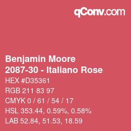 Code couleur: Benjamin Moore - 2087-30 - Italiano Rose | qconv.com