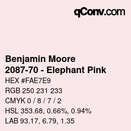Code couleur: Benjamin Moore - 2087-70 - Elephant Pink | qconv.com