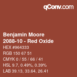 Color code: Benjamin Moore - 2088-10 - Red Oxide | qconv.com