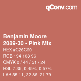 Code couleur: Benjamin Moore - 2089-30 - Pink Mix | qconv.com