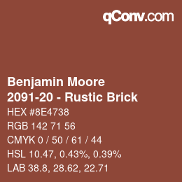 Code couleur: Benjamin Moore - 2091-20 - Rustic Brick | qconv.com