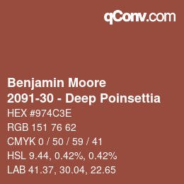 Color code: Benjamin Moore - 2091-30 - Deep Poinsettia | qconv.com