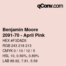 カラーコード: Benjamin Moore - 2091-70 - April Pink | qconv.com