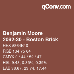 Code couleur: Benjamin Moore - 2092-30 - Boston Brick | qconv.com