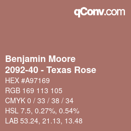 Code couleur: Benjamin Moore - 2092-40 - Texas Rose | qconv.com