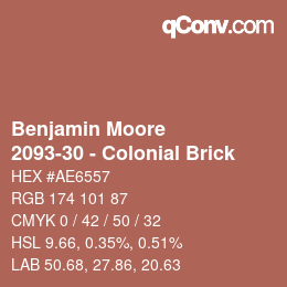 Code couleur: Benjamin Moore - 2093-30 - Colonial Brick | qconv.com