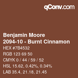 カラーコード: Benjamin Moore - 2094-10 - Burnt Cinnamon | qconv.com