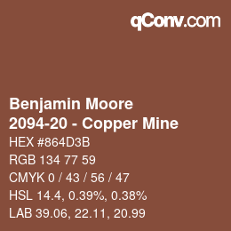 Code couleur: Benjamin Moore - 2094-20 - Copper Mine | qconv.com