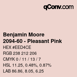 Color code: Benjamin Moore - 2094-60 - Pleasant Pink | qconv.com