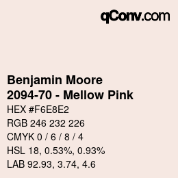 Código de color: Benjamin Moore - 2094-70 - Mellow Pink | qconv.com