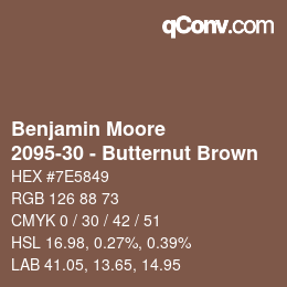 Código de color: Benjamin Moore - 2095-30 - Butternut Brown | qconv.com