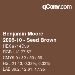 Color code: Benjamin Moore - 2096-10 - Seed Brown | qconv.com