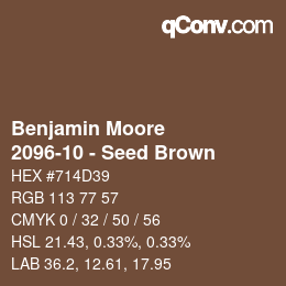 Color code: Benjamin Moore - 2096-10 - Seed Brown | qconv.com