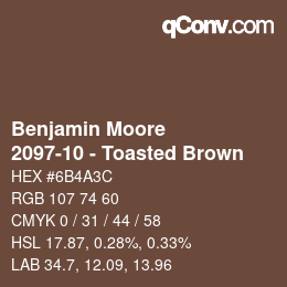 Color code: Benjamin Moore - 2097-10 - Toasted Brown | qconv.com