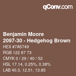Code couleur: Benjamin Moore - 2097-30 - Hedgehog Brown | qconv.com