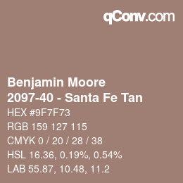 カラーコード: Benjamin Moore - 2097-40 - Santa Fe Tan | qconv.com