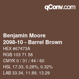 Color code: Benjamin Moore - 2098-10 - Barrel Brown | qconv.com