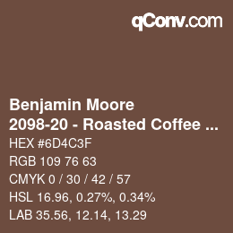 Código de color: Benjamin Moore - 2098-20 - Roasted Coffee Beans | qconv.com