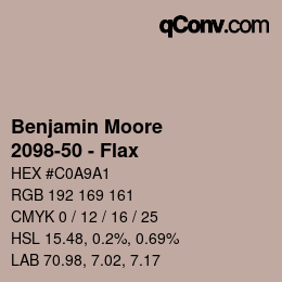 カラーコード: Benjamin Moore - 2098-50 - Flax | qconv.com