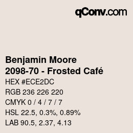 Color code: Benjamin Moore - 2098-70 - Frosted Café | qconv.com