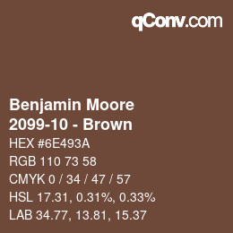 Color code: Benjamin Moore - 2099-10 - Brown | qconv.com
