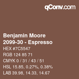 Color code: Benjamin Moore - 2099-30 - Espresso | qconv.com