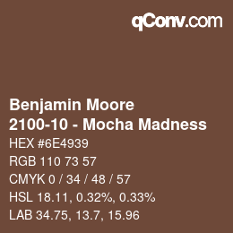 Farbcode: Benjamin Moore - 2100-10 - Mocha Madness | qconv.com