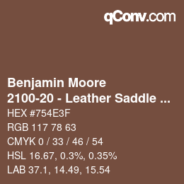 Código de color: Benjamin Moore - 2100-20 - Leather Saddle Brown | qconv.com