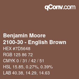 Code couleur: Benjamin Moore - 2100-30 - English Brown | qconv.com