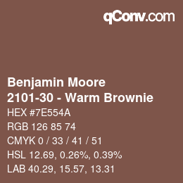 Code couleur: Benjamin Moore - 2101-30 - Warm Brownie | qconv.com