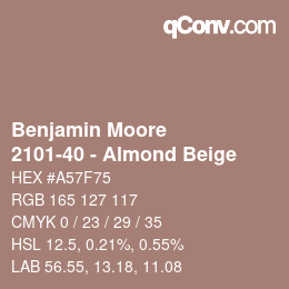 Code couleur: Benjamin Moore - 2101-40 - Almond Beige | qconv.com