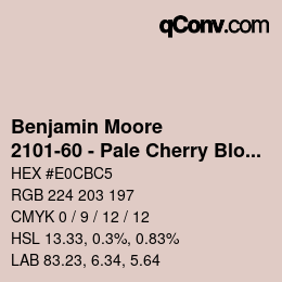 Color code: Benjamin Moore - 2101-60 - Pale Cherry Blossom | qconv.com