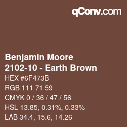 Código de color: Benjamin Moore - 2102-10 - Earth Brown | qconv.com