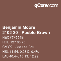 Color code: Benjamin Moore - 2102-30 - Pueblo Brown | qconv.com