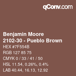 カラーコード: Benjamin Moore - 2102-30 - Pueblo Brown | qconv.com