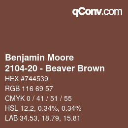 Código de color: Benjamin Moore - 2104-20 - Beaver Brown | qconv.com