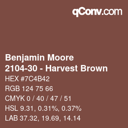 Código de color: Benjamin Moore - 2104-30 - Harvest Brown | qconv.com