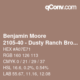 Código de color: Benjamin Moore - 2105-40 - Dusty Ranch Brown | qconv.com