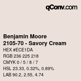 Color code: Benjamin Moore - 2105-70 - Savory Cream | qconv.com